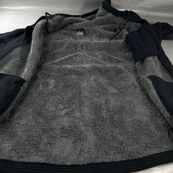 Under Armour Fleece Coat Mens Hoodie Full Zip Heavy Jacket Pockets Black - Picture 11 of 16